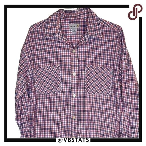 Large Carhartt Red-White-Blue Plaid LS Shirt - Picture 1 of 4